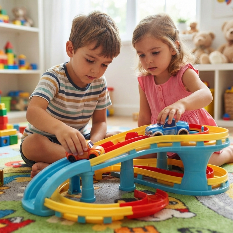 Multi-Level Spiral Race Track Set with 2 Mini Cars