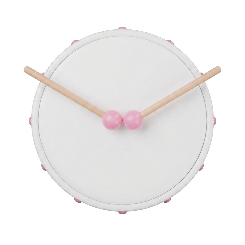 Pink Toy Drum Set with Wooden Drumsticks
