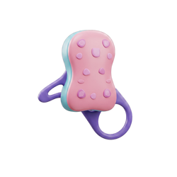 Ollie Octopus Teether back detail shot white background full raised sensory dot texture pink back body 15 raised purple dots teal rim edging three purple tentacle handles all-over sensory texture coverage product detail