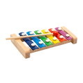8-note rainbow xylophone on natural pine wood frame with wooden mallet