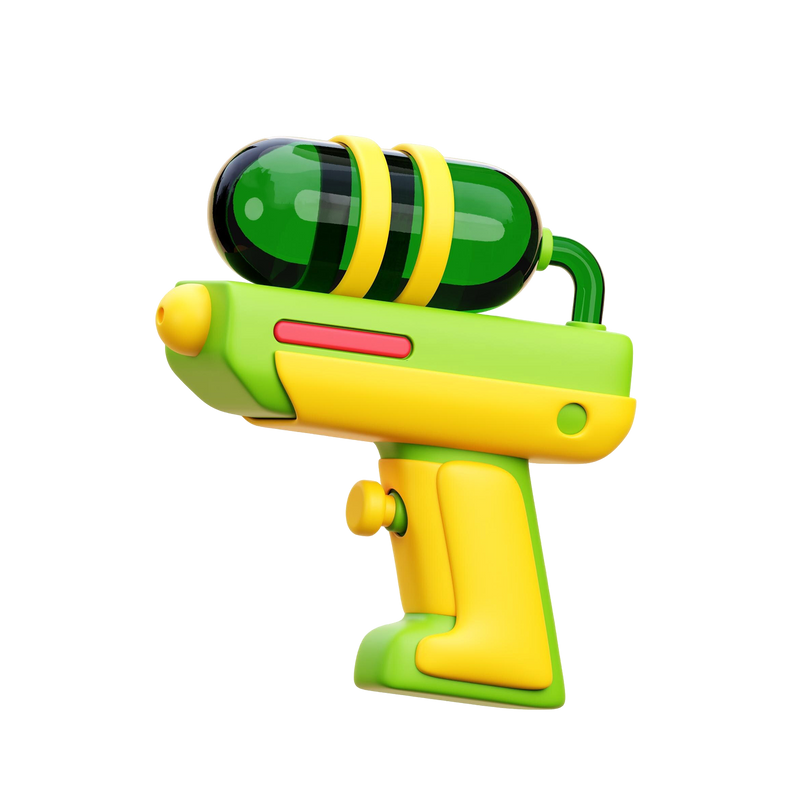 Capsule Tank Water Gun in lime green and yellow with transparent green capsule tank