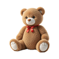 Biscuit the classic teddy bear plush stuffed animal in caramel brown with red satin bow and white paw pads