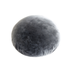 Moon Planet Round Cushion perfectly spherical pillow in slate blue and charcoal grey with realistic lunar surface texture