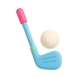 Kids Mini Golf Set sky-blue junior golf club with hot-pink foam grip mint-green collar and cream golf ball on white background