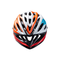 Kids Multi-Sport Safety Helmet aerodynamic shell in orange white sky-blue and red with deep ventilation channels on white background
