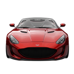 Crimson Supercar Convertible Die-Cast Toy front view showing wide mesh grille sculpted bonnet vents and projector headlights