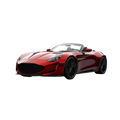 Crimson Supercar Convertible Die-Cast Toy three-quarter view showing sleek body curves black alloy wheels and open cockpit interior