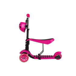 Ladybird 3-in-1 Toddler Scooter side view hot-pink ladybird character body googly eyes antennae polka dot shell removable saddle seat LED wheels