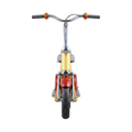Retro Mini Moped Electric Scooter front view showing swept-back chrome handlebars amber barrel grips bullet headlamp chrome springer forks and road tyre