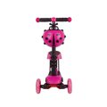 Ladybird 3-in-1 Toddler Scooter front view showing full ladybird character face googly eyes antennae pink polka dot shell adjustable T-bar and LED front wheels