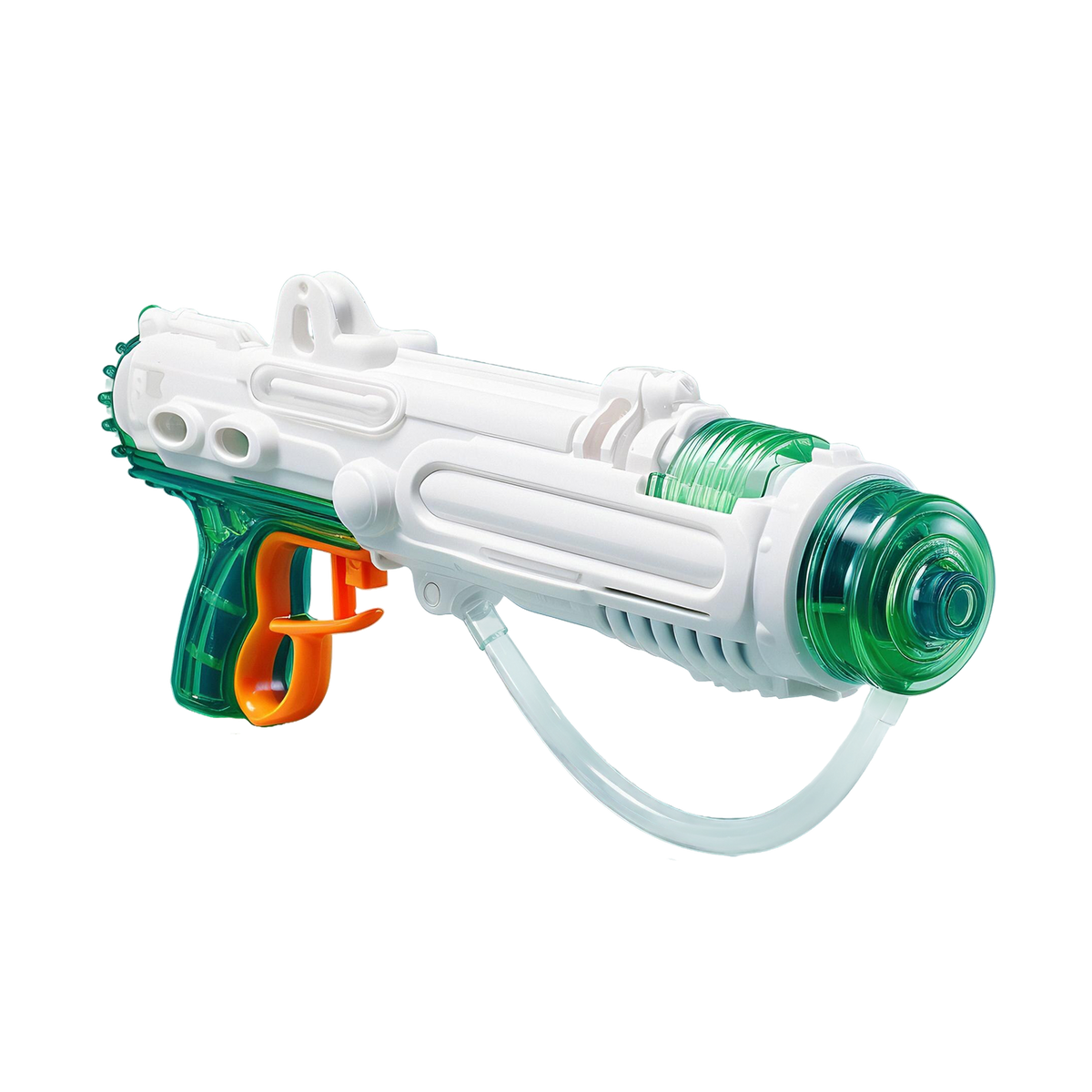 Aqua Shooter Pro white and green pump action water gun with transparent tank and refill tube