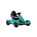 Segway Electric Go-Kart Transporter three-quarter view racing teal green gloss body black carbon bucket seat black oval steering wheel 10-inch multi-spoke wheels red hub accents