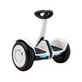 Segway Electric Personal Transporter gloss white self-balancing hoverboard scooter black T-bar handlebar D-ring grip 10-inch knobby tyres blue LED front strip wheel hub accents status panel